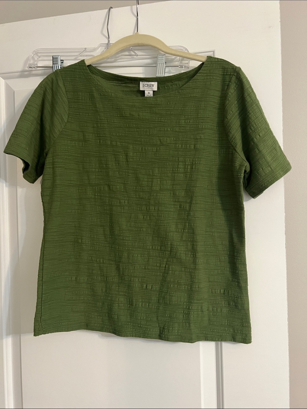 J. Crew Olive Green Short Sleeve Textured Tee Top